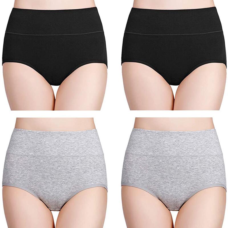 High Waisted Cotton Underwear For Women Ladies Soft Full Brief Panties 5Pcs