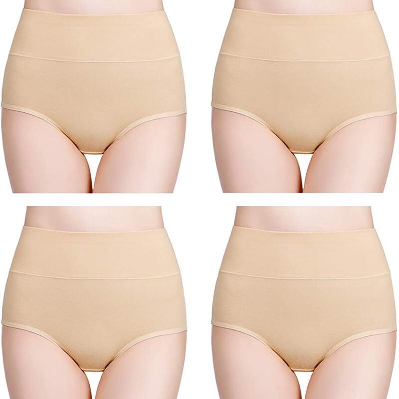 High Waisted Cotton Underwear For Women Ladies Soft Full Brief Panties 5Pcs