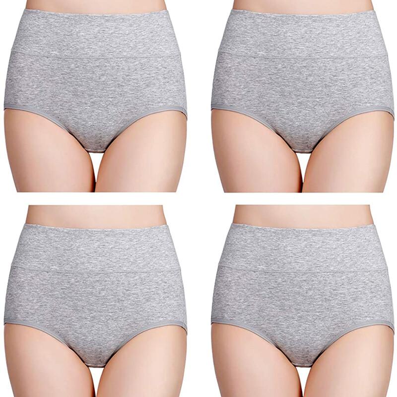 High Waisted Cotton Underwear For Women Ladies Soft Full Brief Panties 5Pcs