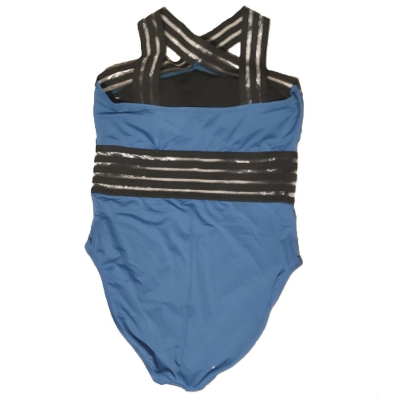 Hilor Teal With Black And Sheer Bands One-Piece Swimsuit XL/14 New With Tags NWT