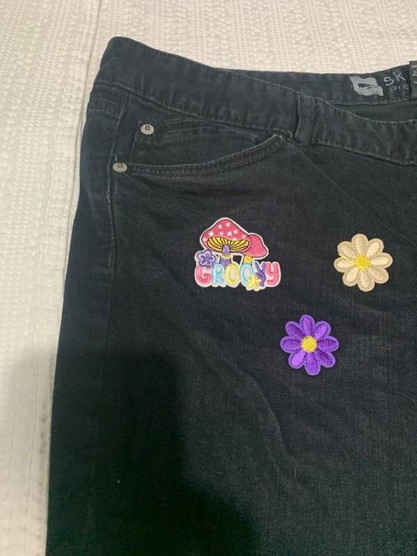 Hippie Skinny Jeans Black Women’s Size 18 Mandala Owl Groovy Peace Love Repurpos