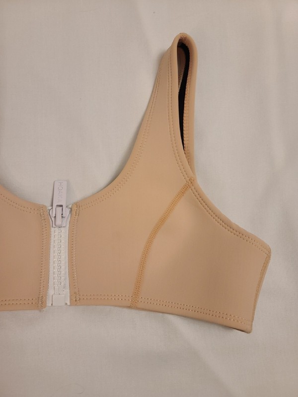 HOAKA SWIMWEAR Neoprene Tannish Coral Zippered Swimsuit Top; Size XS