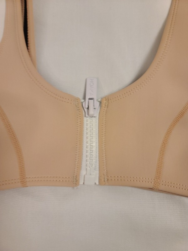 HOAKA SWIMWEAR Neoprene Tannish Coral Zippered Swimsuit Top; Size XS
