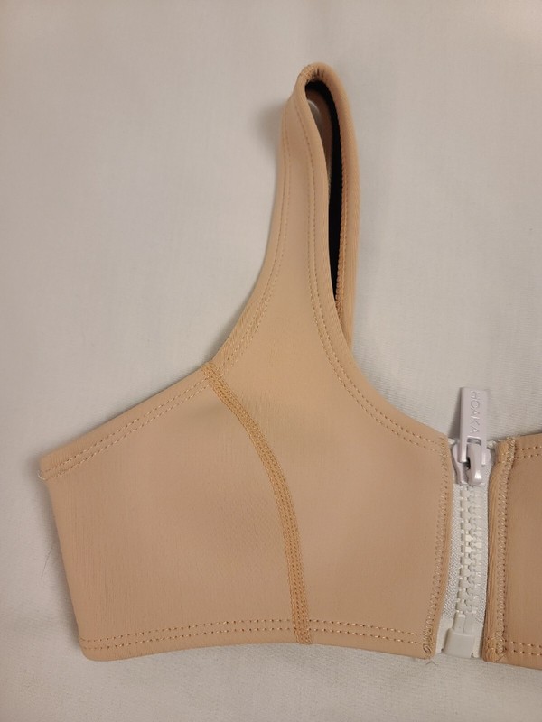 HOAKA SWIMWEAR Neoprene Tannish Coral Zippered Swimsuit Top; Size XS
