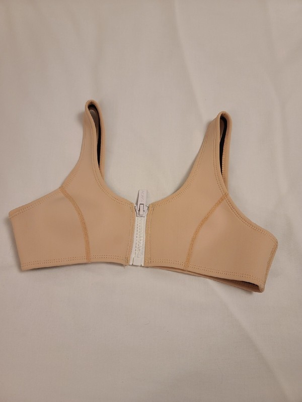 HOAKA SWIMWEAR Neoprene Tannish Coral Zippered Swimsuit Top; Size XS
