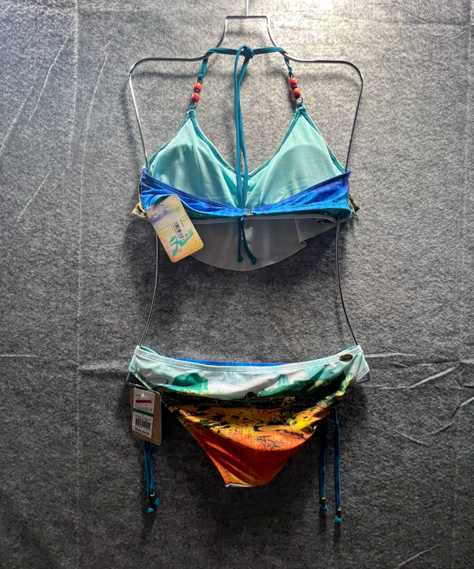 Hobie 2 Pc Bathing Suit Womens Size L MultiColor Bikini Bottom Graphic Print NWT