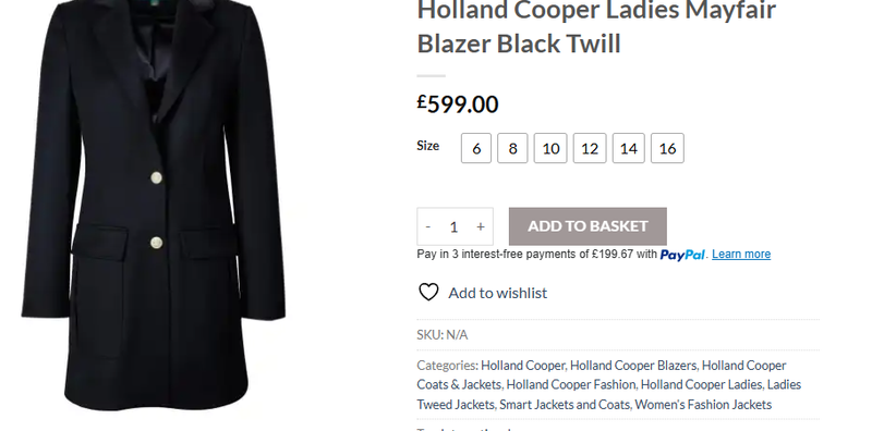 HOLLAND COOPER Coat UK 10 Mayfair Blazer Black Twill Wool Overcoat Trench Races