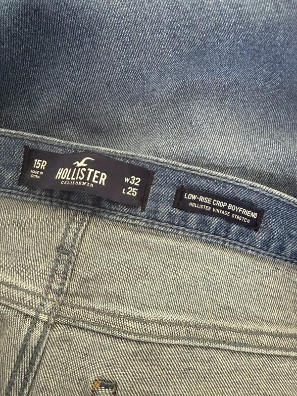 Hollister NEW Juniors 15 Low Rise Crop Boyfriend Jeans Distressed Stretchy Blue