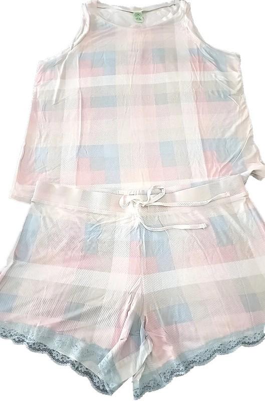 Honeydew Intimates ~ Women's LARGE (L) ~ 2-Piece Pajama Short Set ~ PINK CHECK