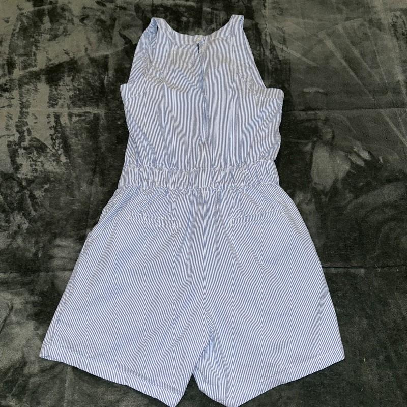 Hope & Henry Romper Women’s 2 Blue White Striped Organic Cotton Coastal Summer