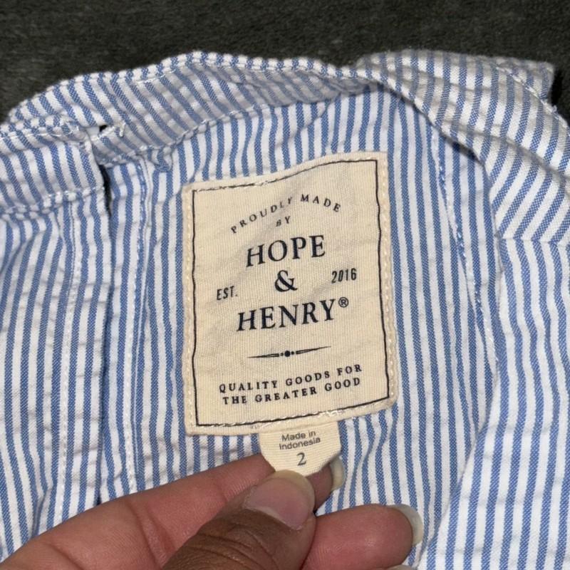 Hope & Henry Romper Women’s 2 Blue White Striped Organic Cotton Coastal Summer