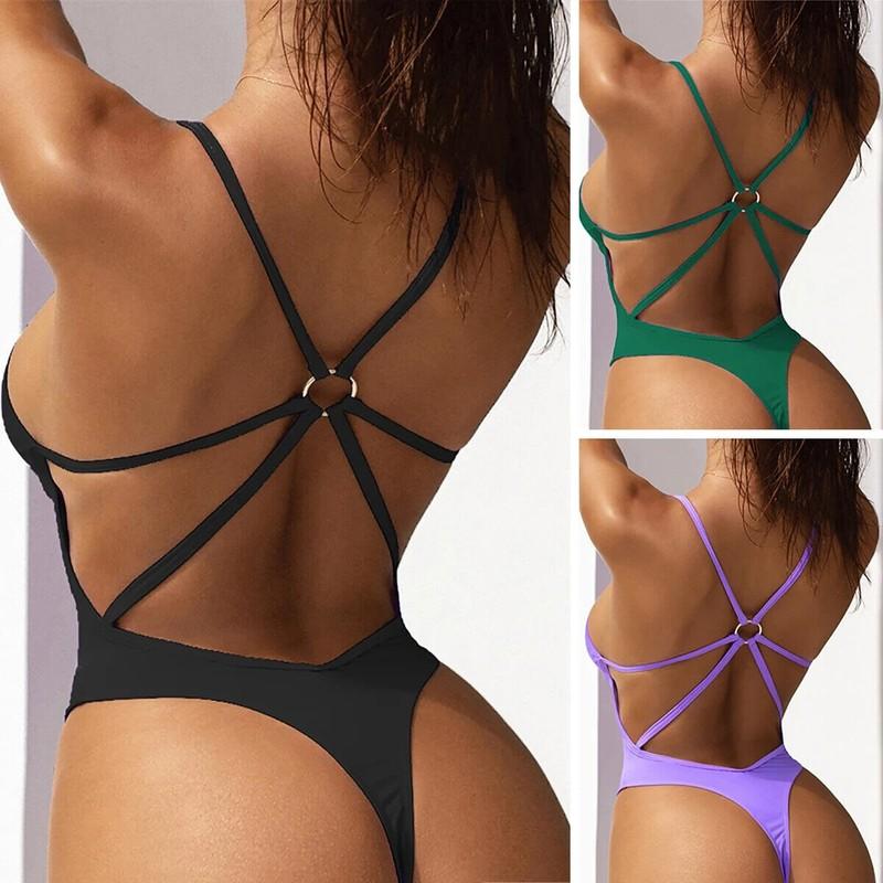 Hot new Sexy Ring Linked One Piece Swimsuit Cut Out Monokini Thong Bathing Suits