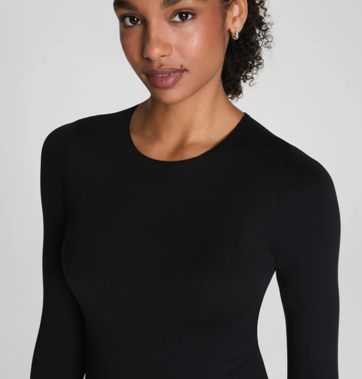 HOT SELLING SPANXsmooth™ Jersey Crewneck Long Sleeve Top Classic Black
