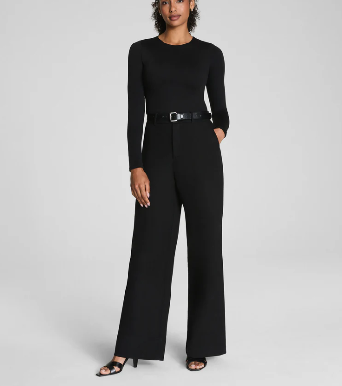 HOT SELLING SPANXsmooth™ Jersey Crewneck Long Sleeve Top Classic Black