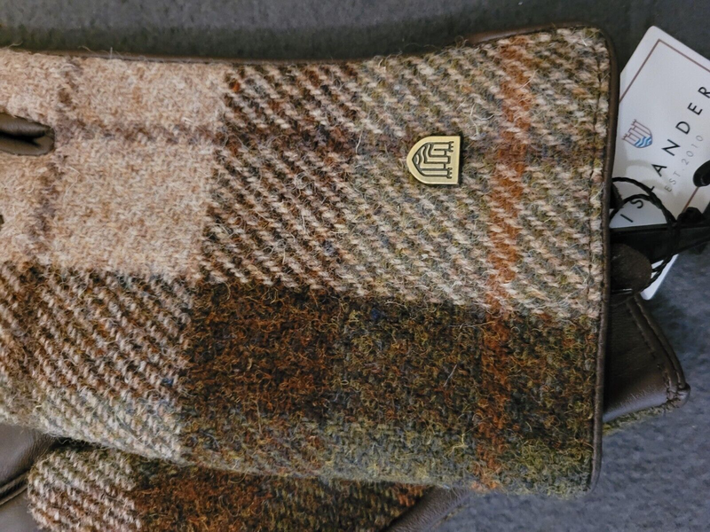 House Of Bruar Ladies Harris Tweed And Leather Gloves Size Medium BNWT