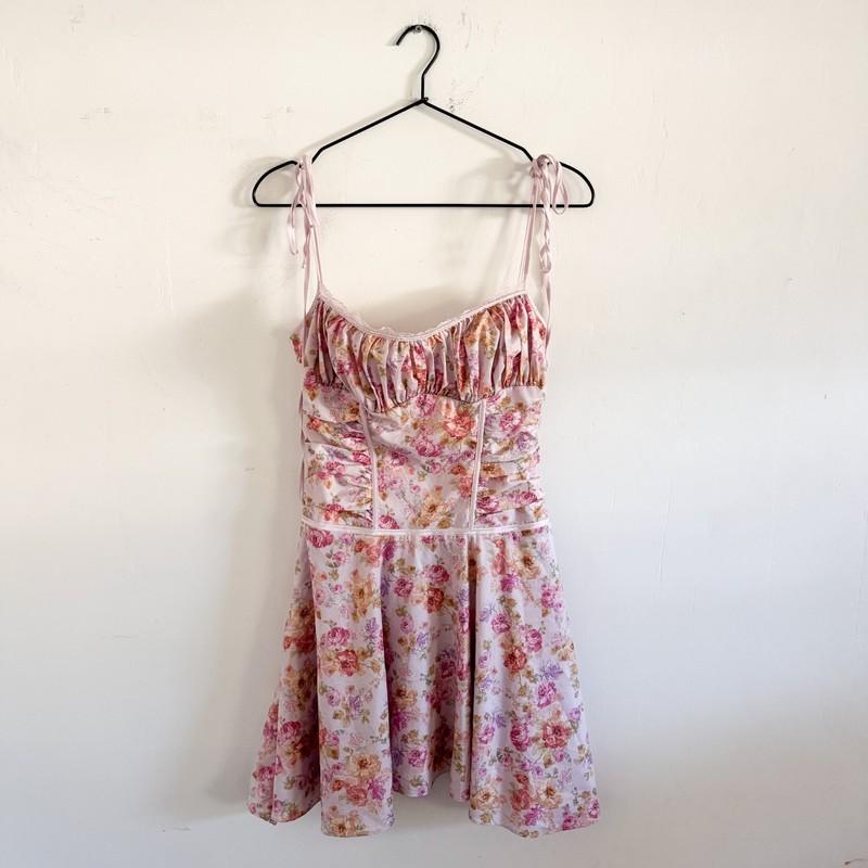 House Of CB Pink Floral Alejandra Corset Mini Dress S