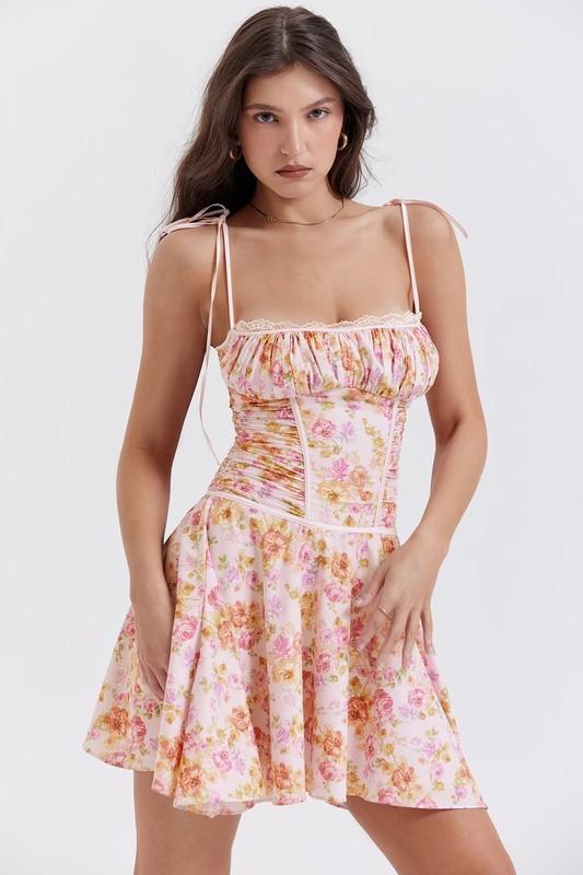 House of CB Pink Floral Alejandra Corset Mini Dress S