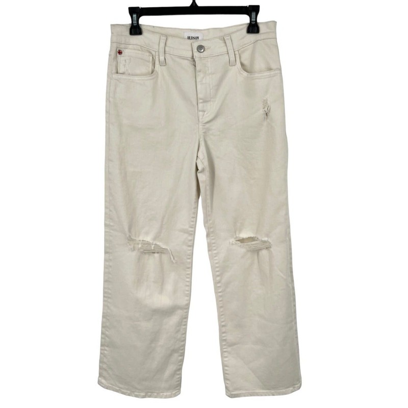 Hudson Jeans Rosalie wide leg distressed beige size 28