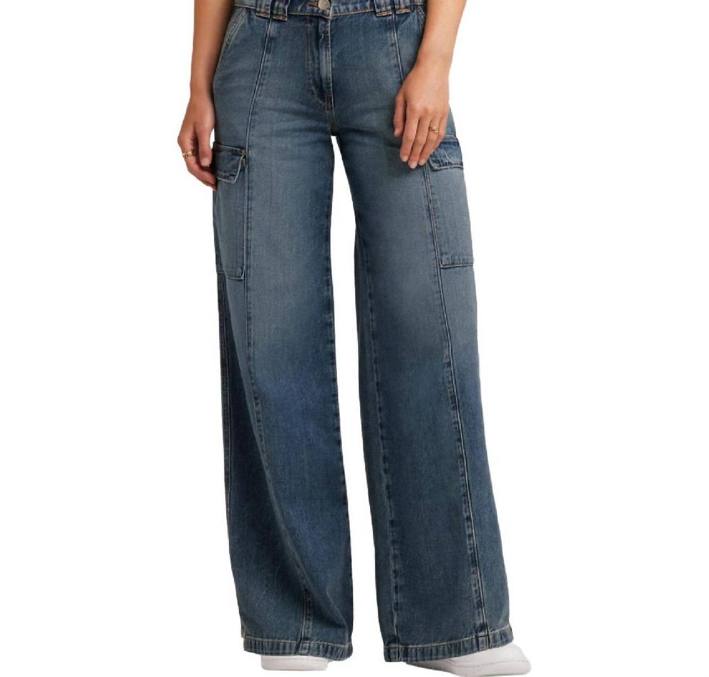 Hudson Mid-Rise Utility Wide Leg Cargo Jean Deep Blue