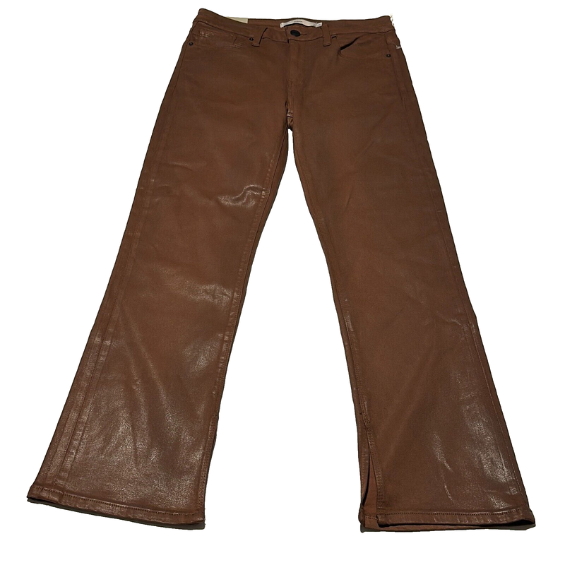 Hudson Women's Brown Nico Coated Tortoise Shell Mid Rise Straight Jeans Size 28