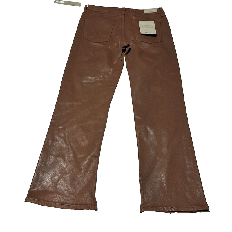 Hudson Women's Brown Nico Coated Tortoise Shell Mid Rise Straight Jeans Size 28