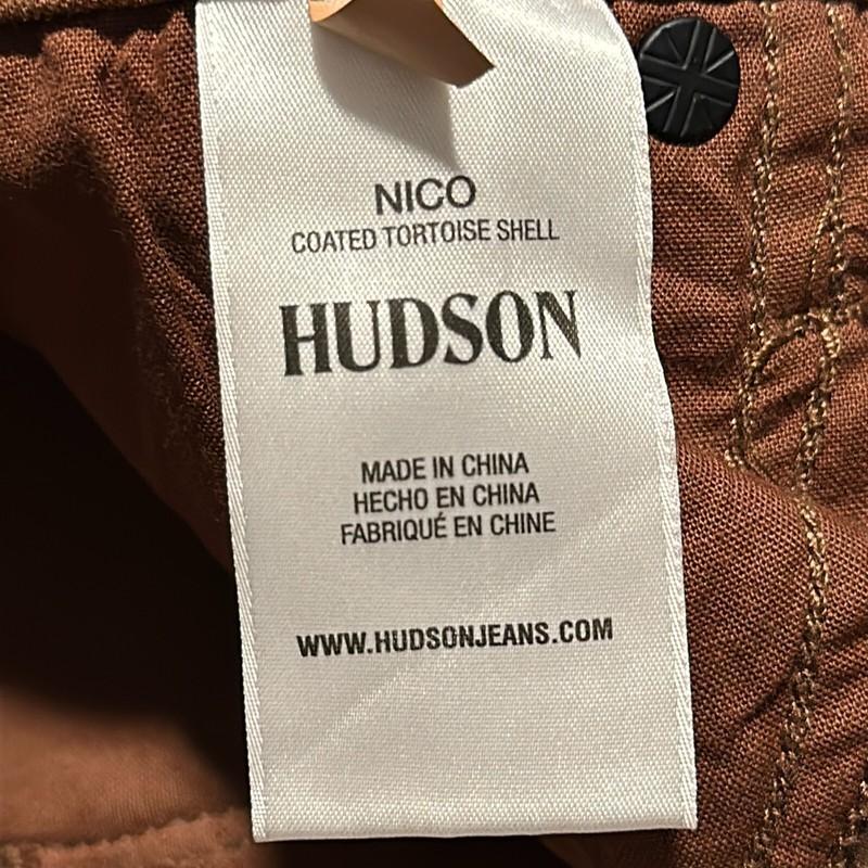 Hudson Women's Brown Nico Coated Tortoise Shell Mid Rise Straight Jeans Size 28