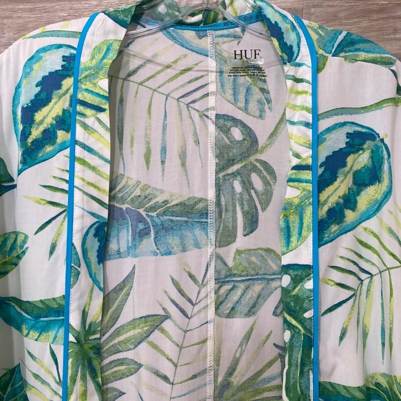 HUE Everyday Robe Green Floral Women's L/XL NWT White/Jungle Palm Green