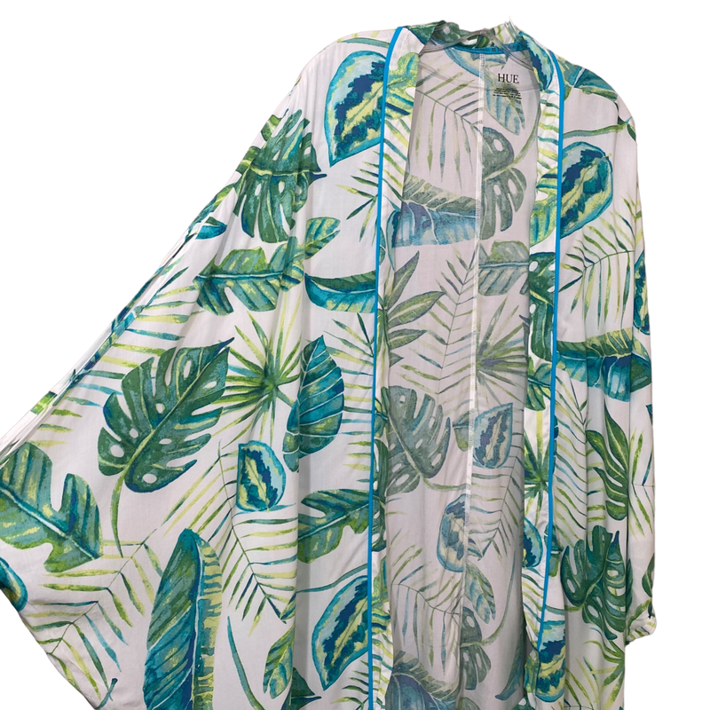 HUE Everyday Robe Green Floral Women's L/XL NWT White/Jungle Palm Green