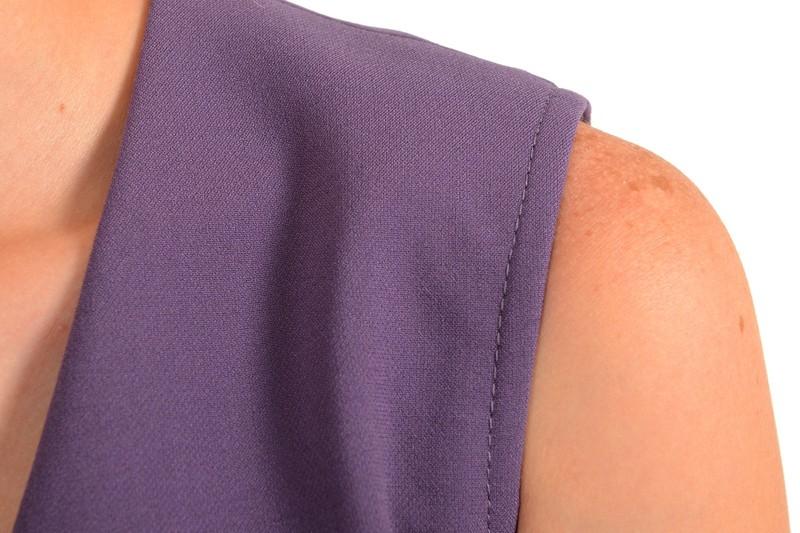 Hugo Boss Women's "Dadorina" Purple V-Neck Belted Sleeveless Pencil Dress