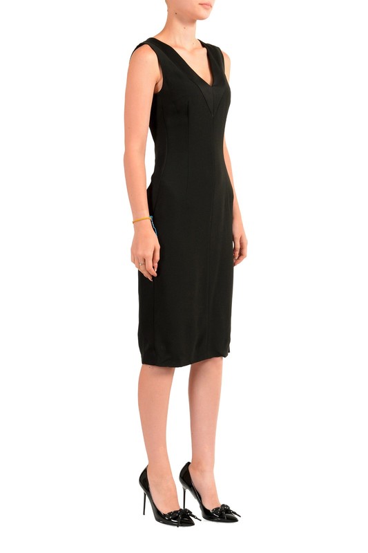 Hugo Boss Women's "Dexys" Black Sleeveless V-Neck Pencil Dress