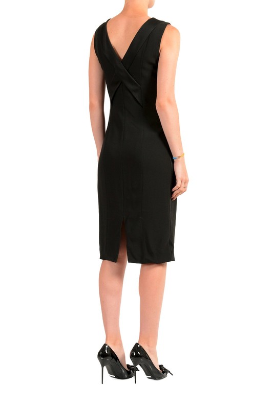 Hugo Boss Women's "Dexys" Black Sleeveless V-Neck Pencil Dress