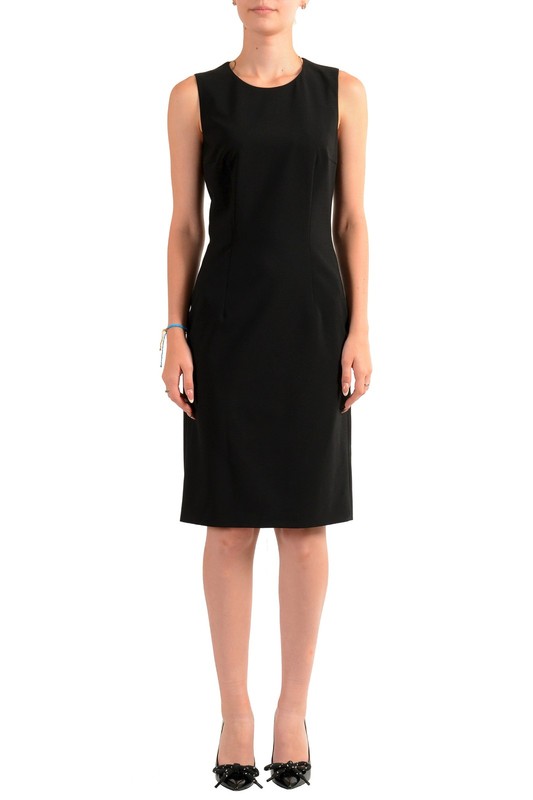 Hugo Boss Women's "Dirusa" Black Wool Sleeveless Pencil Dress