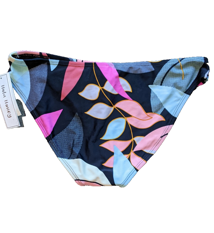Hula Honey Bikini Bottom Tropical Leaves Print Large Swim Bottoms Stretch Nylon