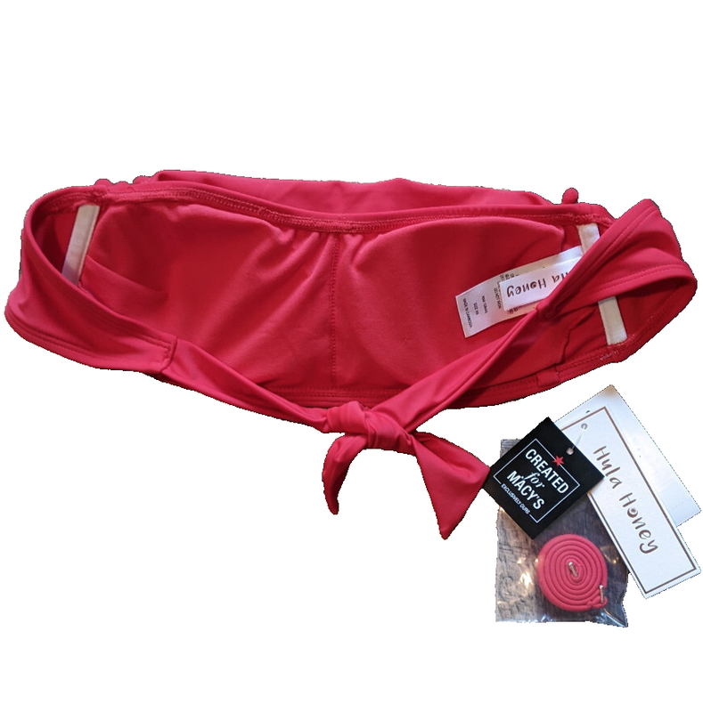 Hula Honey Bikini Top Red XS Stretch Nylon Swim Top
