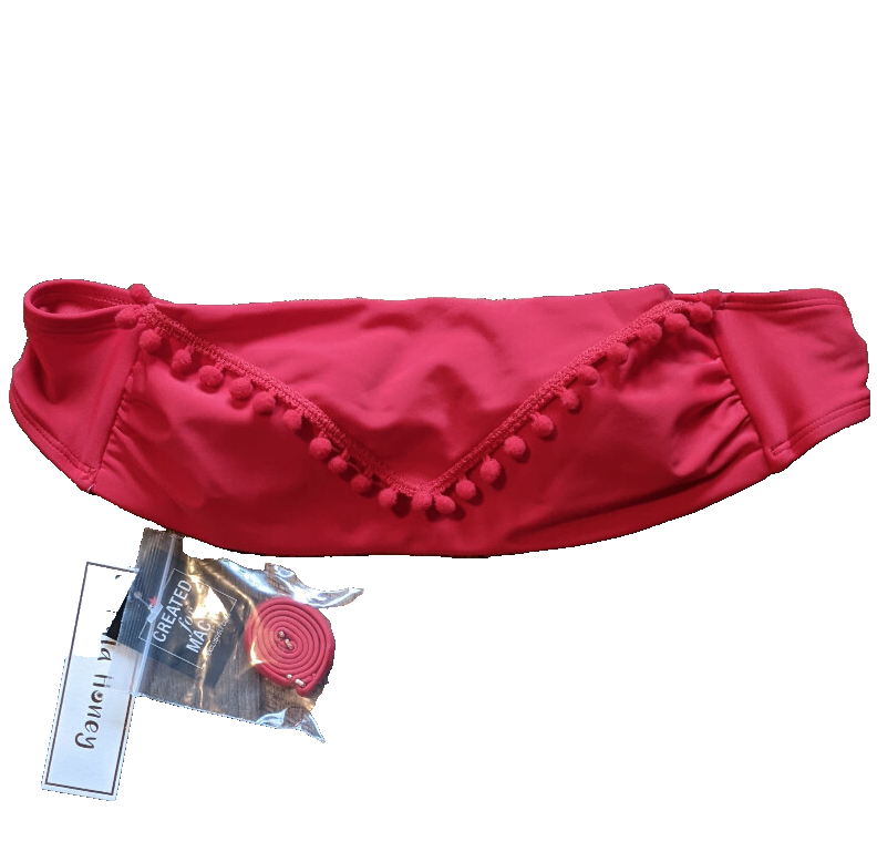 Hula Honey Bikini Top Red XS Stretch Nylon Swim Top