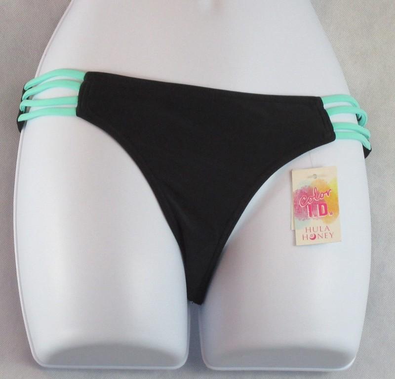 Hula Honey Junior Strappy-Side Hipster Swim Bikini Bottom White/Black