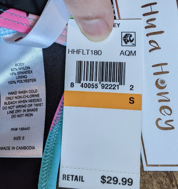 Hula Honey Tankini Small Swim Top Stretch Nylon Blue Pink