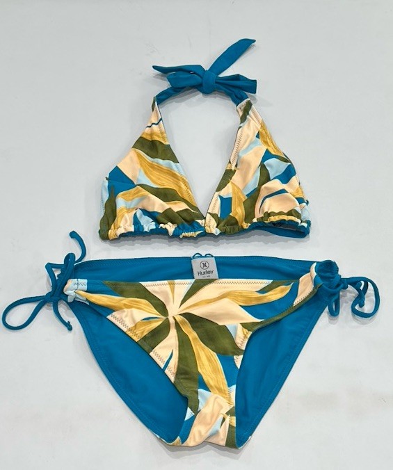 Hurley Women's UPF 50+ Two-Piece Bikini Swimsuit Teal Size M