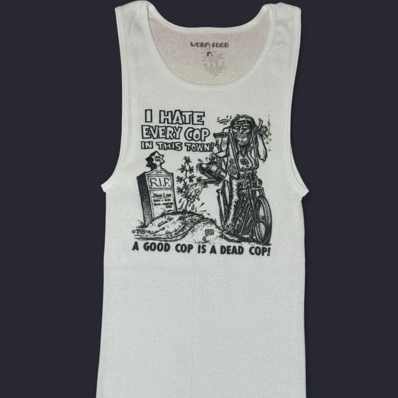 I Hate Every Cop In This Town Nick Cave Ed Roth Punk Rock Hand Printed Tank Top