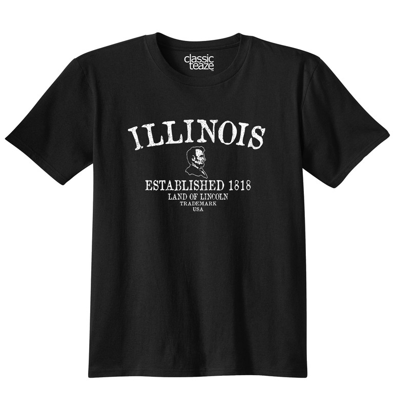 Illinois Land Of Lincoln Gym Historical IL Adult Short Sleeve Crewneck Tee
