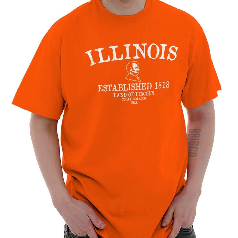 Illinois Land Of Lincoln Gym Historical IL Adult Short Sleeve Crewneck Tee