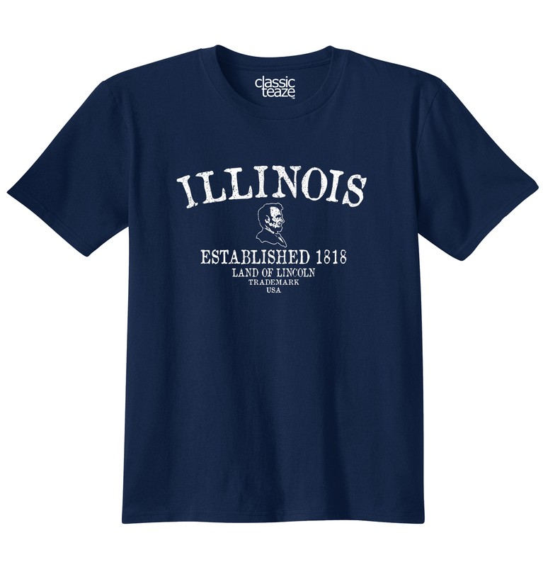 Illinois Land Of Lincoln Gym Historical IL Adult Short Sleeve Crewneck Tee