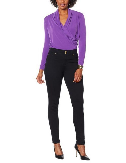 IMAN Global Chic Black 360 Slim Skinny Jean Average New
