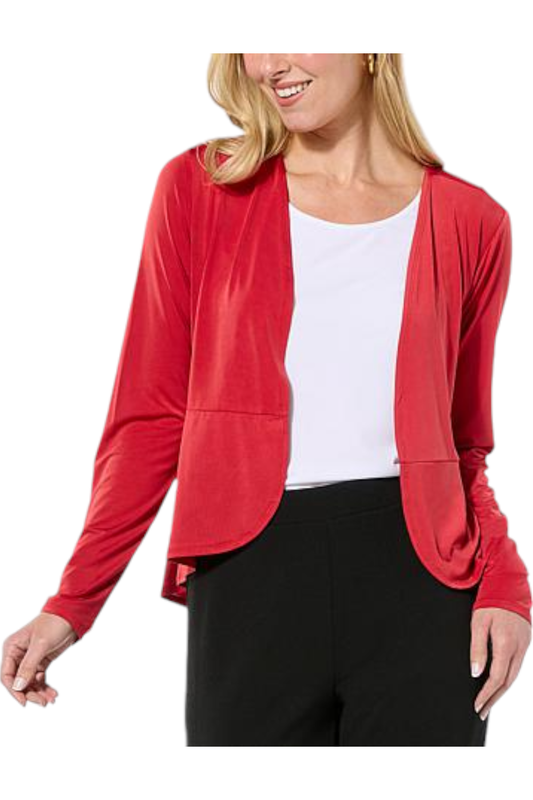 IMAN Women's Global Chic Solid Knit Peplum Topper Cherry Red