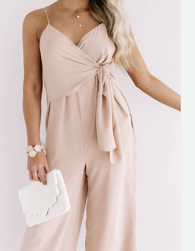 Impressions Rooftops & Romance Jumpsuit Womens size Medium Lined Latte
