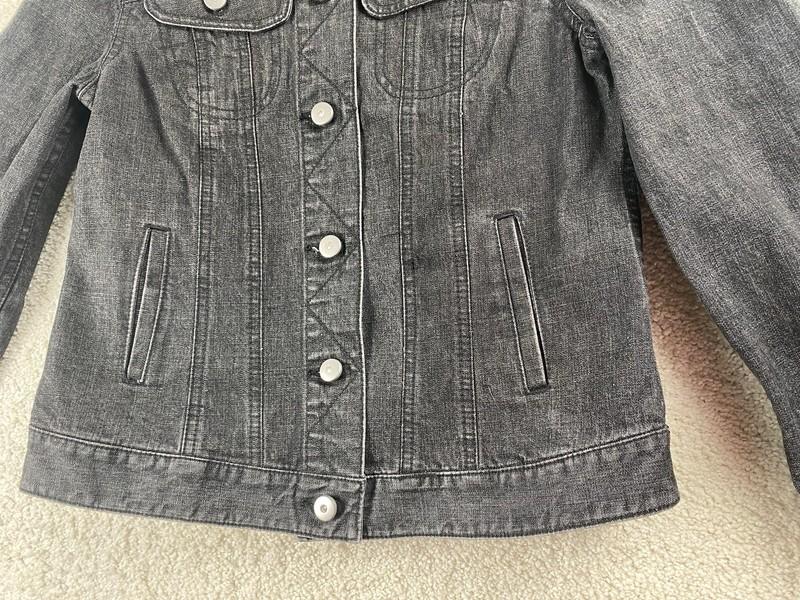 INC International Concepts JEAN Jacket Women M Black Trucker SKULL RHINESTONE