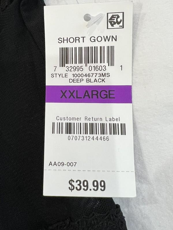 INC International Concepts Plus 2XL Chemise Nightgown Lace Deep Black New $40
