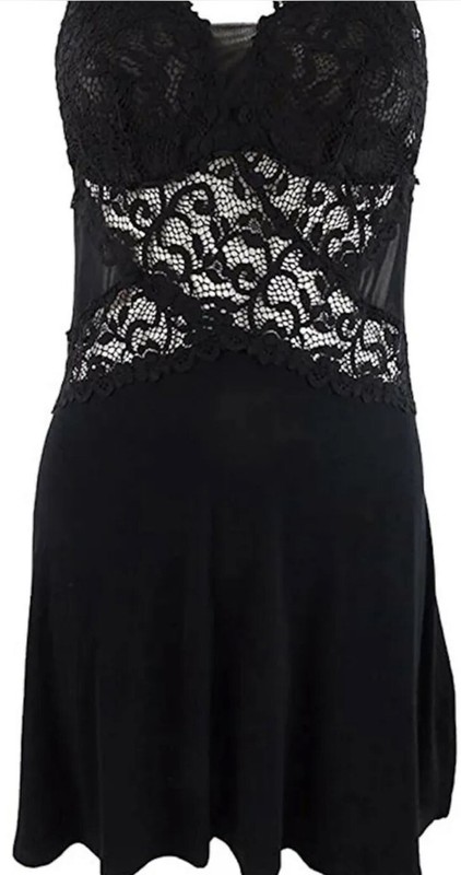 INC International Concepts Plus 2XL Chemise Nightgown Lace Deep Black New $40
