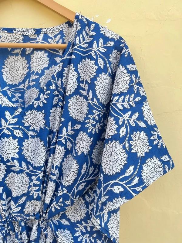 Indian Vintage 100% Cotton Long Beach Maxi Kaftan Dress One Size Caftan Kimono