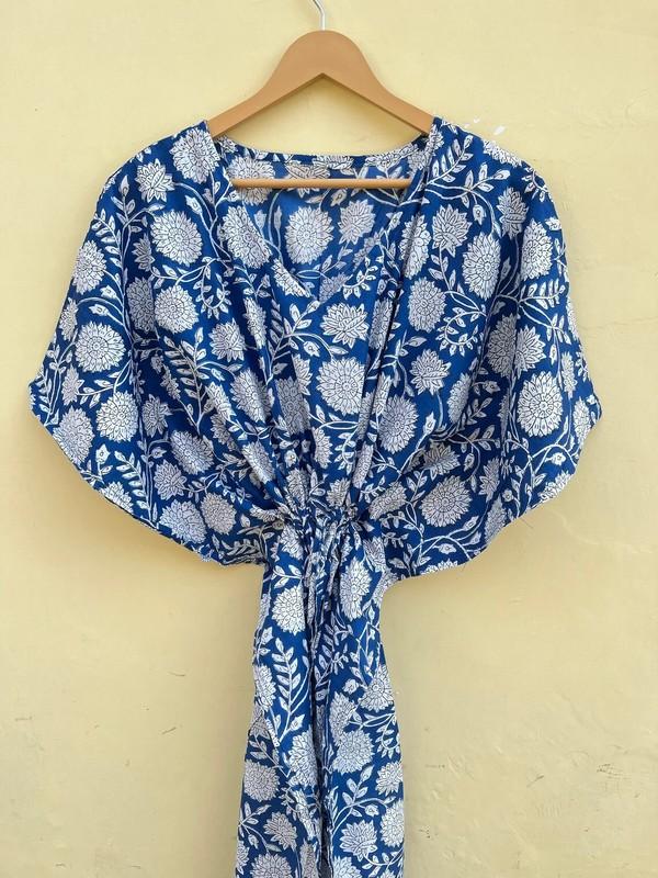 Indian Vintage 100% Cotton Long Beach Maxi Kaftan Dress One Size Caftan Kimono